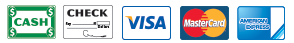 We Accept Cash, Check, Visa, MasterCard, American Express